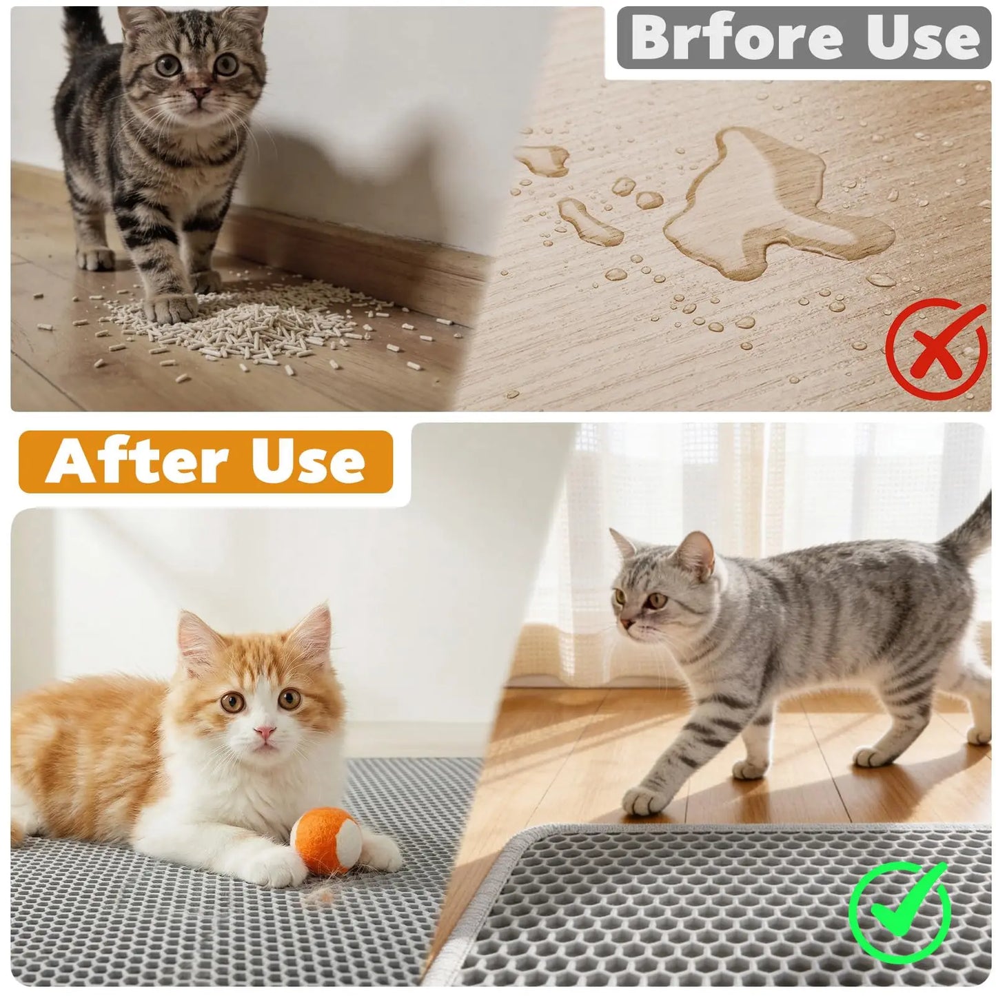 Non-Slip Cat Litter Mat (Double Layer, Washable)