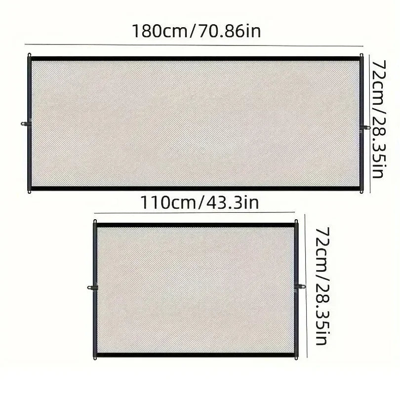 Heavy Duty Dog Barrier Fence with Hooks Insulated Net Foldable Breathable Mesh Mirror Door Pet Security Gate for Indoor Outdoor