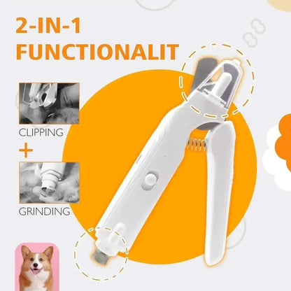Marloe Co Dual LED Pet Nail Grinder — 2 LED Lights, Quiet Electric File for Dogs & Cats