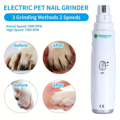 [Quiet Pet Nail Grinder] Quiet Electric Pet Nail Grinder | Dog Cat Paw Nail Trimmer Tool, Without Battery