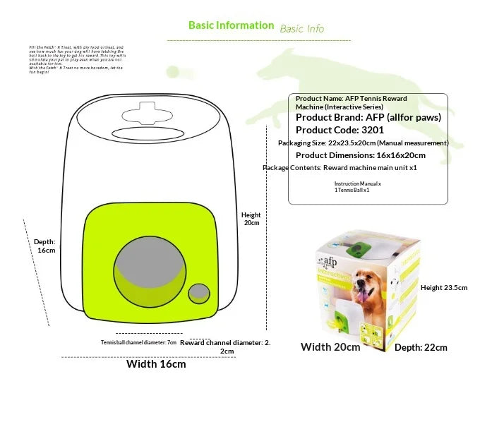 Smart Automatic Dog Ball Launcher with Food Reward - Interactive Tennis Ball Thrower Machine for Dogs Chase Training Toy Pet Exe