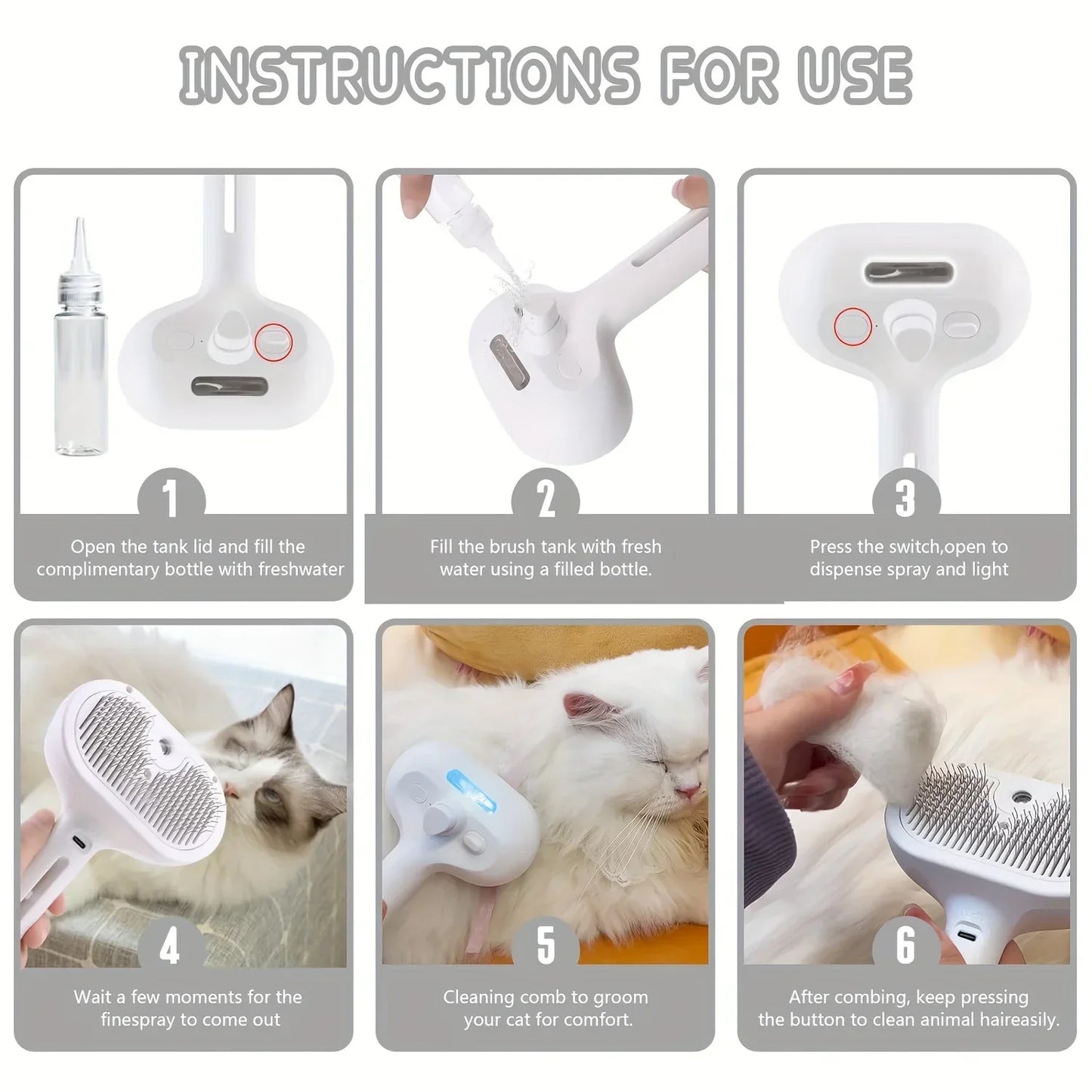 Marloe Co Mist Spray Grooming Comb — Detangling & Dematting Brush for Cats & Dogs