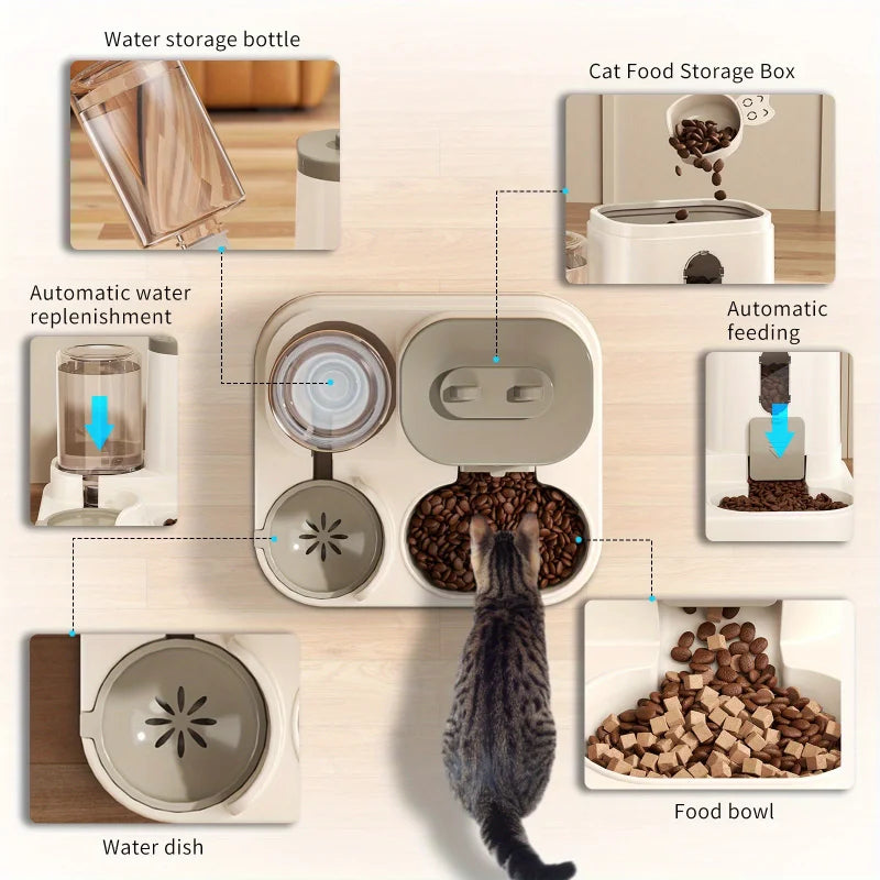 Spill-Proof Automatic Feeder & Water Fountain