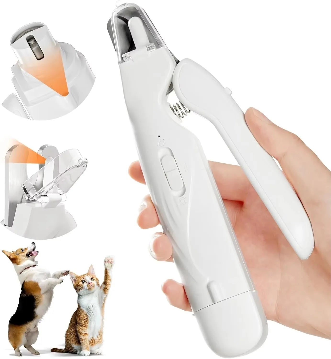 Marloe Co Dual LED Pet Nail Grinder — 2 LED Lights, Quiet Electric File for Dogs & Cats