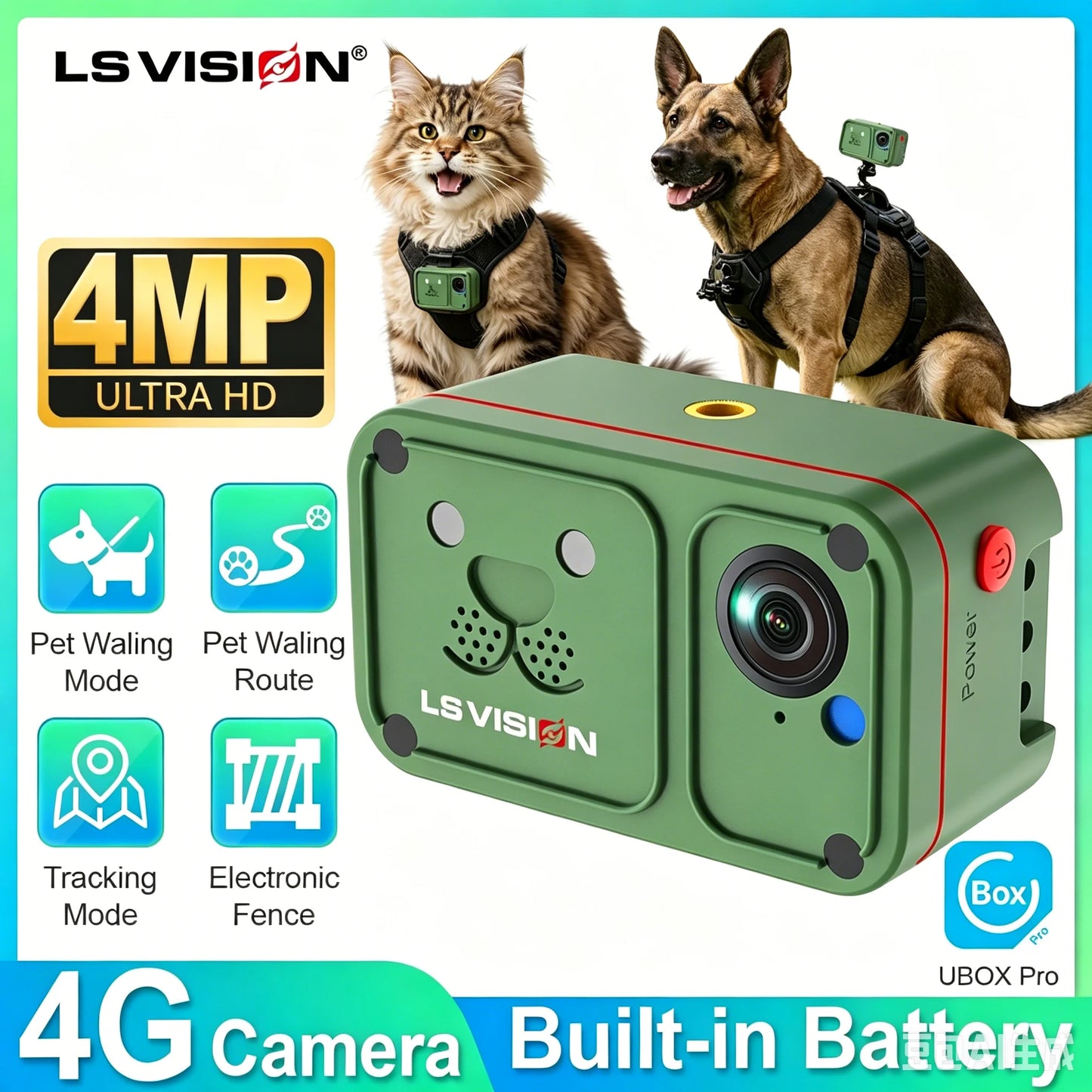 Marloe Co Pet POV Camera Collar — 4G 4MP Wearable Action Cam for Cats & Dogs