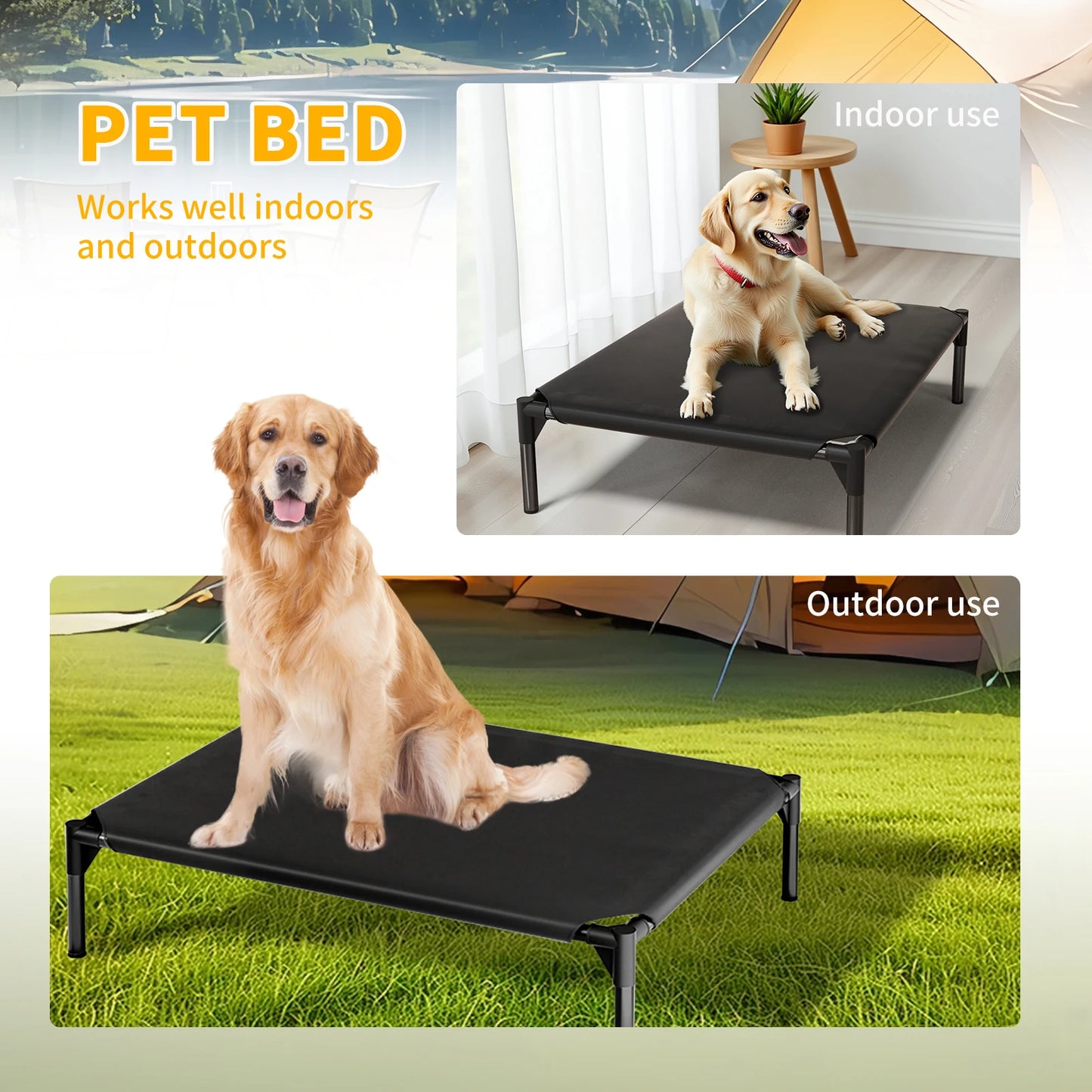 Waterproof Elevated Dog Cot Bed Cooling Raised Pet Bed Breathable Oxford Fabric Indoor Outdoor Use For All Dog Sizes