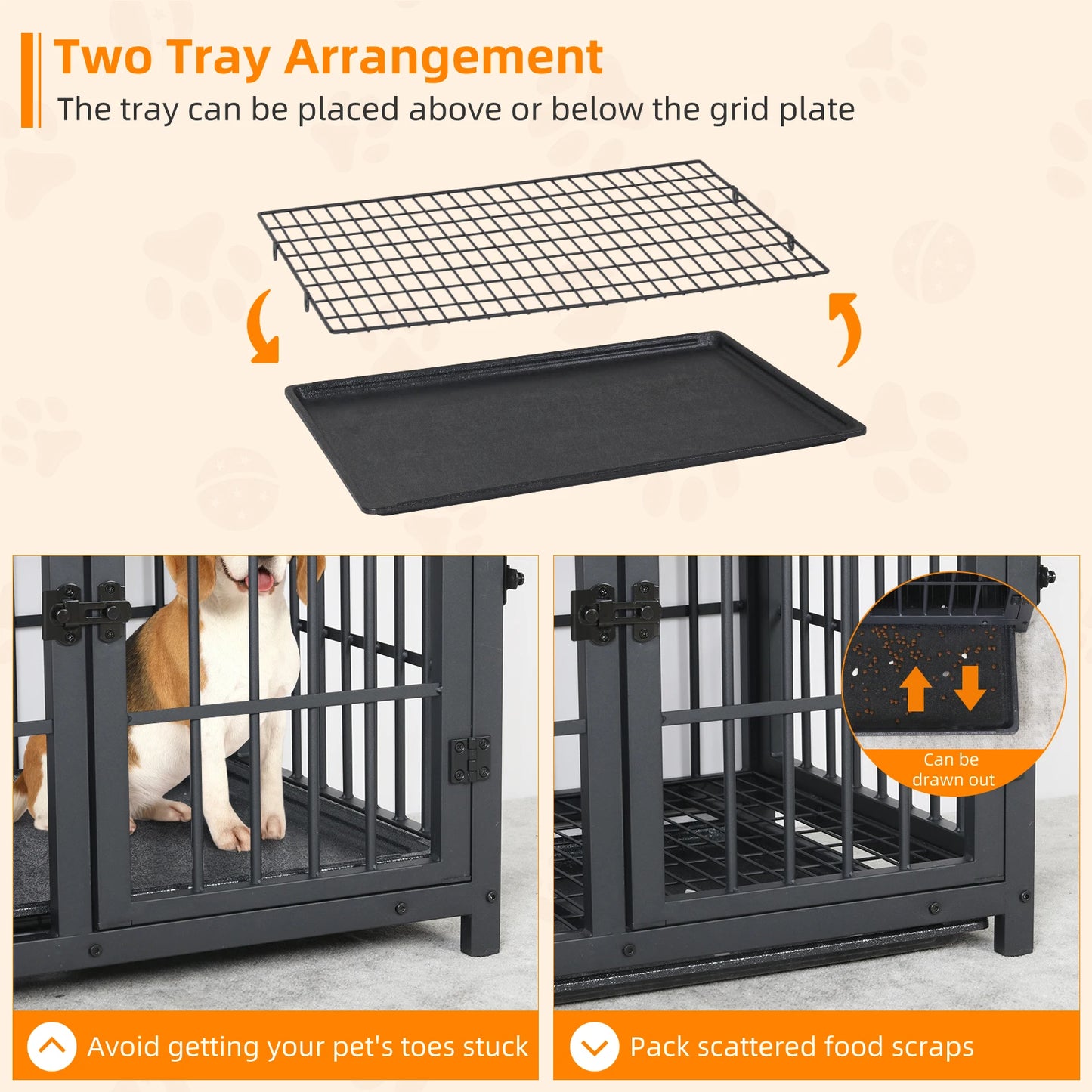 M/L/XL/2XL Dog Crate Cage Furniture Wooden Pet Kennel Table with Three Doors and Removable Tray Decorative Side End Table