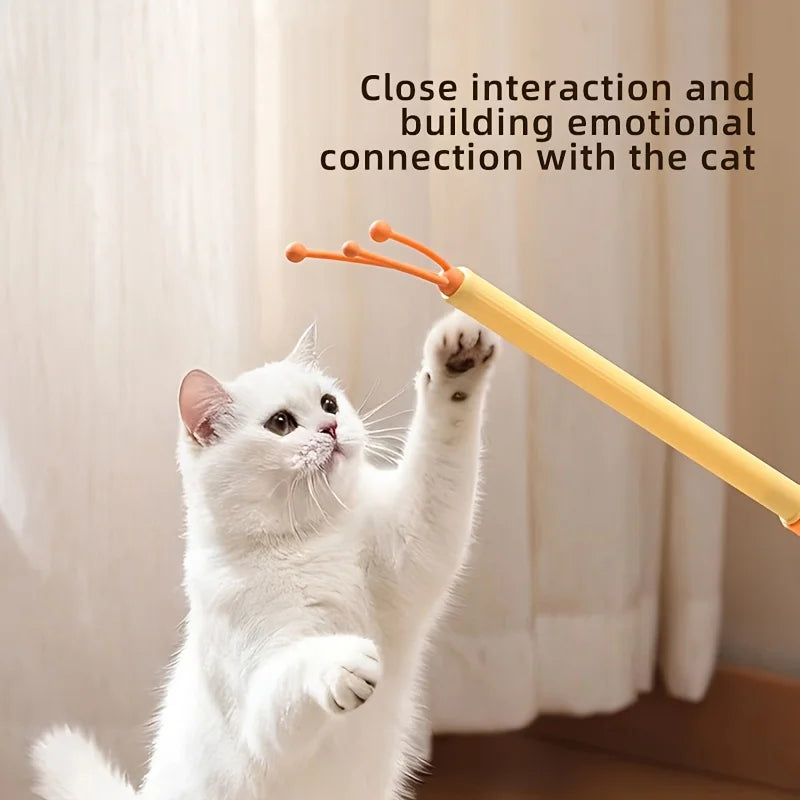 2 in 1 Telescopic Cat Back Scratcher Double Sided Silicone Pet Massager Itching Relief Wand Retractable Interactive Teaser Toy