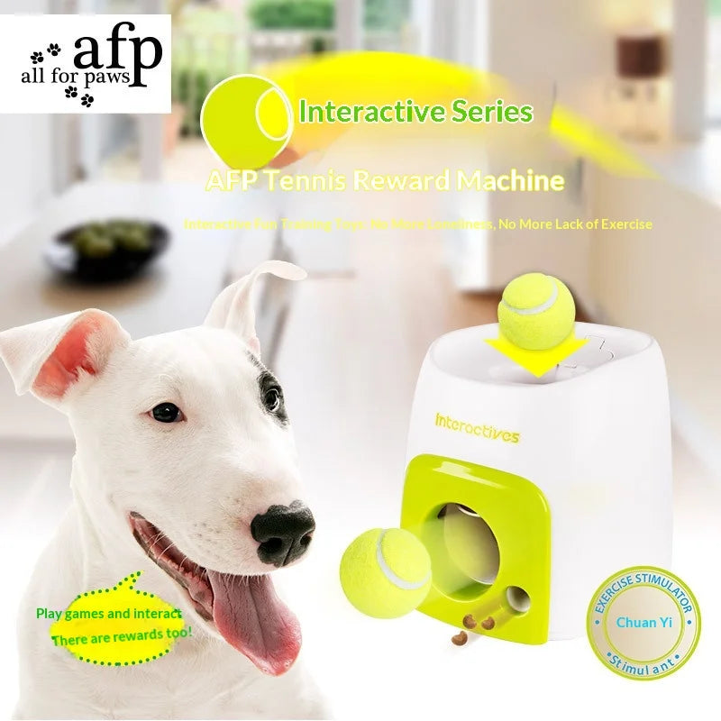 Smart Automatic Dog Ball Launcher with Food Reward - Interactive Tennis Ball Thrower Machine for Dogs Chase Training Toy Pet Exe