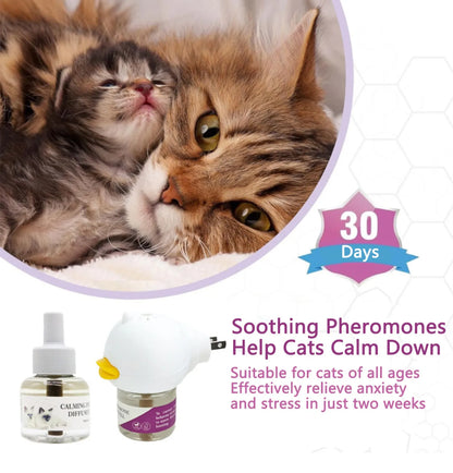 96ML 1Diffuser 2 Soothing Liquid Pet Relaxing Agent Pheromones Emotion Stabilizing Anti-Stress Electric Heating Cat Soothing Set