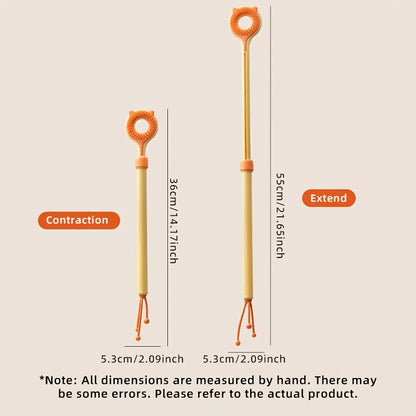 2 in 1 Telescopic Cat Back Scratcher Double Sided Silicone Pet Massager Itching Relief Wand Retractable Interactive Teaser Toy