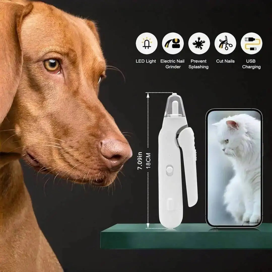 Marloe Co Dual LED Pet Nail Grinder — 2 LED Lights, Quiet Electric File for Dogs & Cats