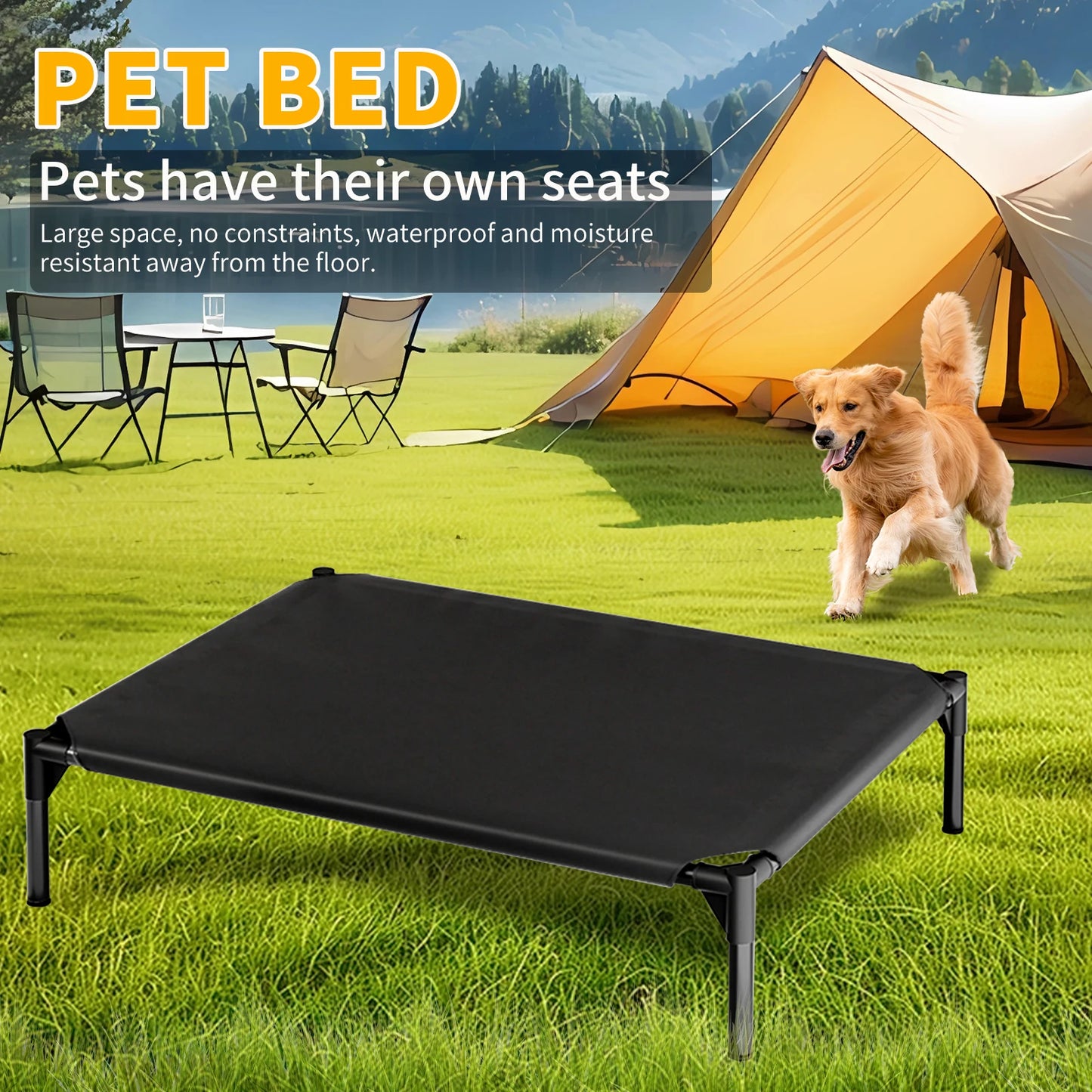 Waterproof Elevated Dog Cot Bed Cooling Raised Pet Bed Breathable Oxford Fabric Indoor Outdoor Use For All Dog Sizes