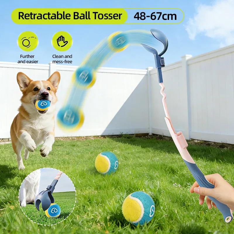 New Outdoor Telescopic Ball-throwing Stick Dog Toy Pet Tennis Launcher Dog Walking Ball Throwing Automatic Throwing Equipment