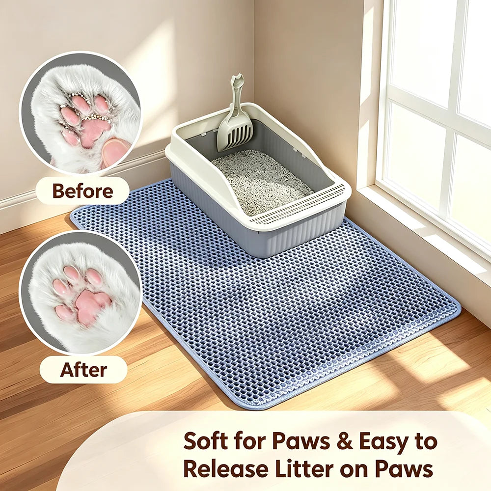 Non-Slip Cat Litter Mat (Double Layer, Washable)