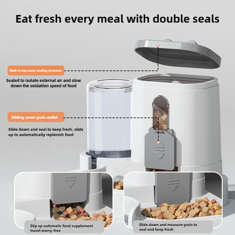 Spill-Proof Automatic Feeder & Water Fountain