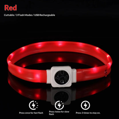 Led Pet Collar Type-C Charging Silicone Nighttime Luminous Ring Usb Dog Cat Collar Quick Flash Constant Light Slow Flash
