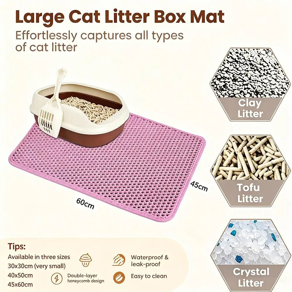 Non-Slip Cat Litter Mat (Double Layer, Washable)