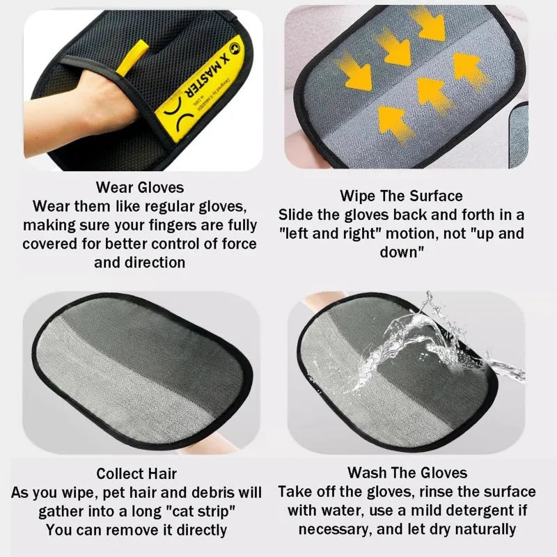 Animal hair glove Electrostatic gloves Two-way brush pet hair removal glove for cats dogs clothes furniture electrostatic