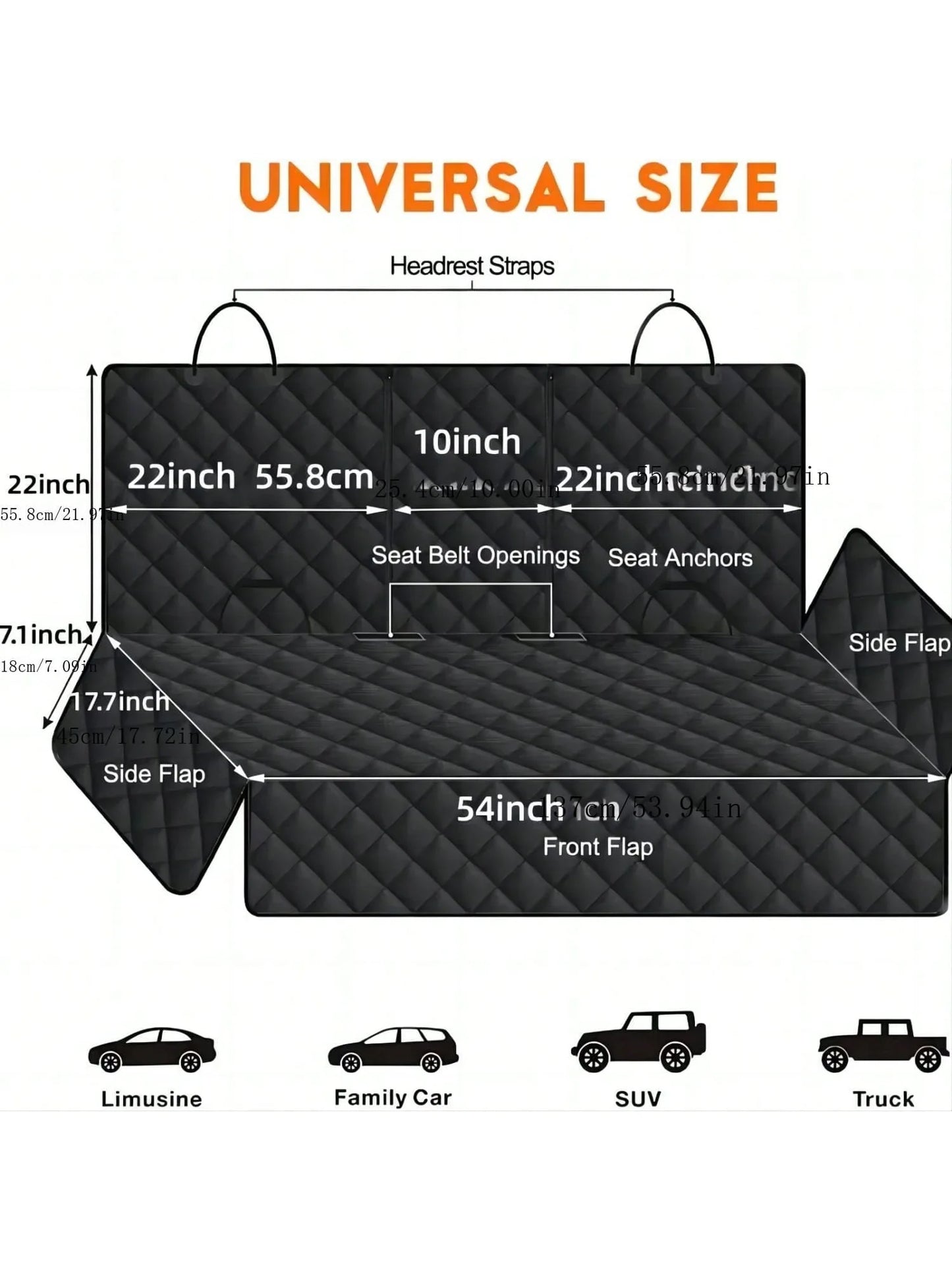 Waterproof Dog Car Seat Cover with Middle Armrest Access