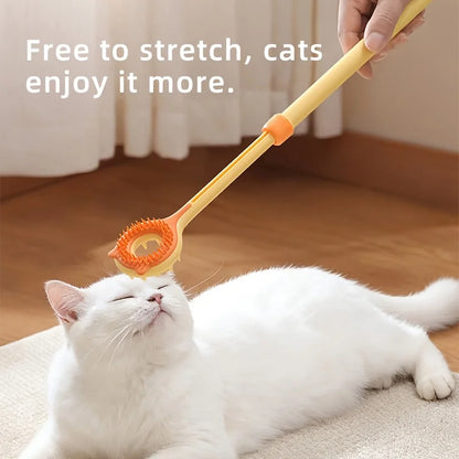2 in 1 Telescopic Cat Back Scratcher Double Sided Silicone Pet Massager Itching Relief Wand Retractable Interactive Teaser Toy