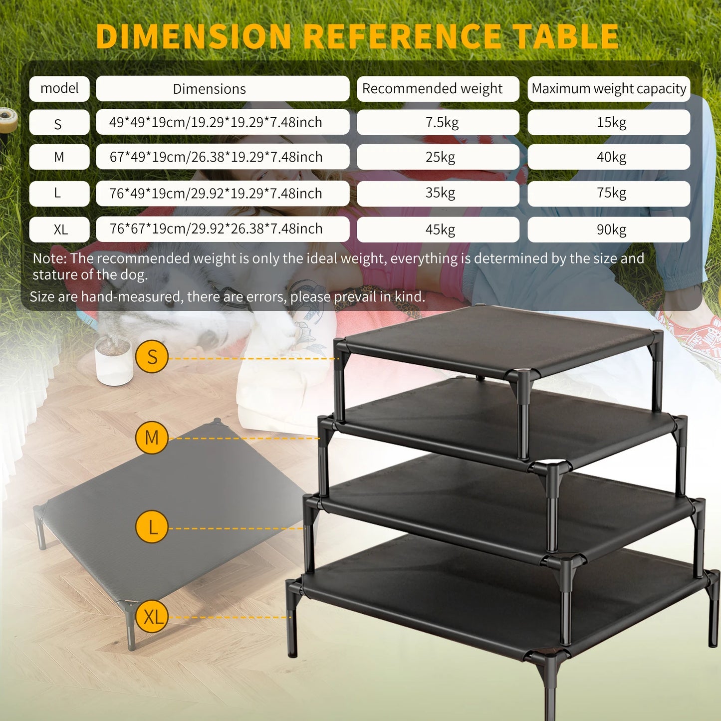 Waterproof Elevated Dog Cot Bed Cooling Raised Pet Bed Breathable Oxford Fabric Indoor Outdoor Use For All Dog Sizes