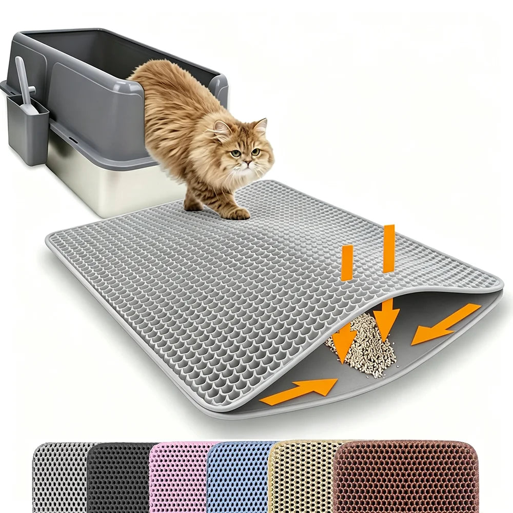 Non-Slip Cat Litter Mat (Double Layer, Washable)