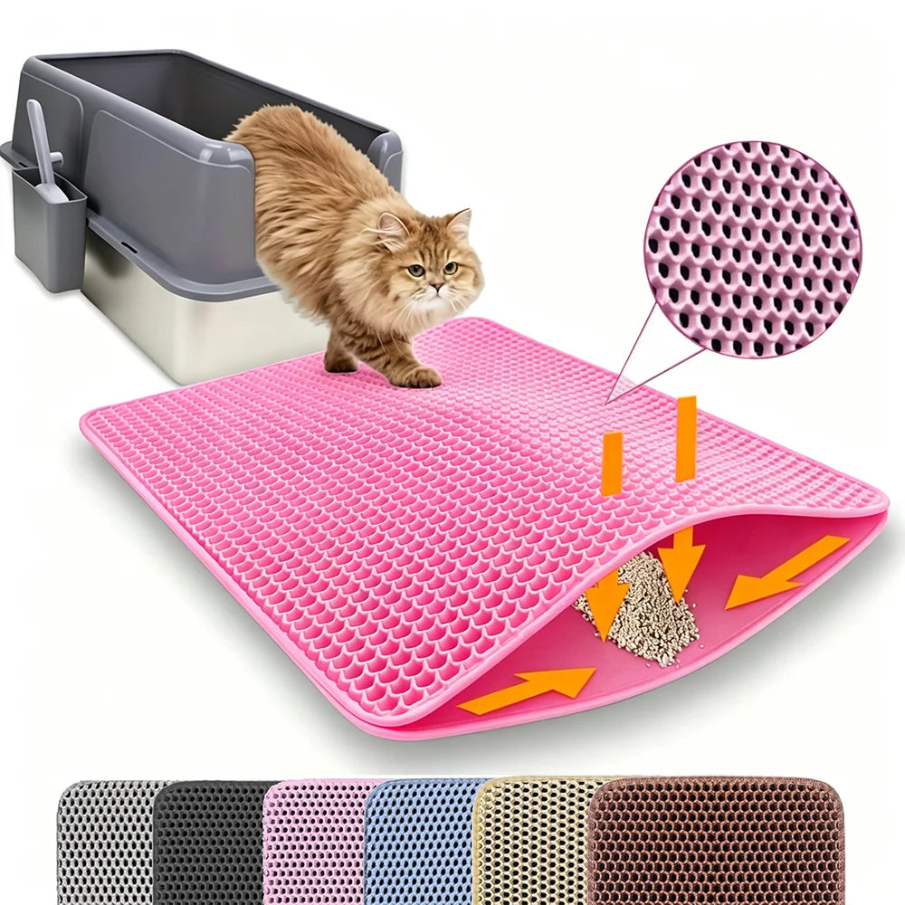 Non-Slip Cat Litter Mat (Double Layer, Washable)