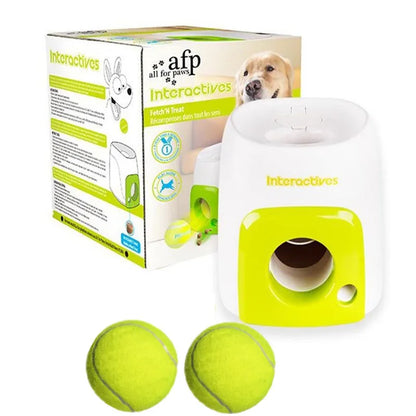 Smart Automatic Dog Ball Launcher with Food Reward - Interactive Tennis Ball Thrower Machine for Dogs Chase Training Toy Pet Exe