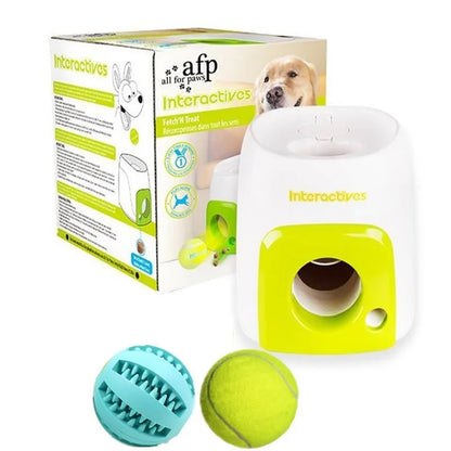 Smart Automatic Dog Ball Launcher with Food Reward - Interactive Tennis Ball Thrower Machine for Dogs Chase Training Toy Pet Exe