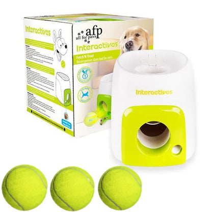 Smart Automatic Dog Ball Launcher with Food Reward - Interactive Tennis Ball Thrower Machine for Dogs Chase Training Toy Pet Exe