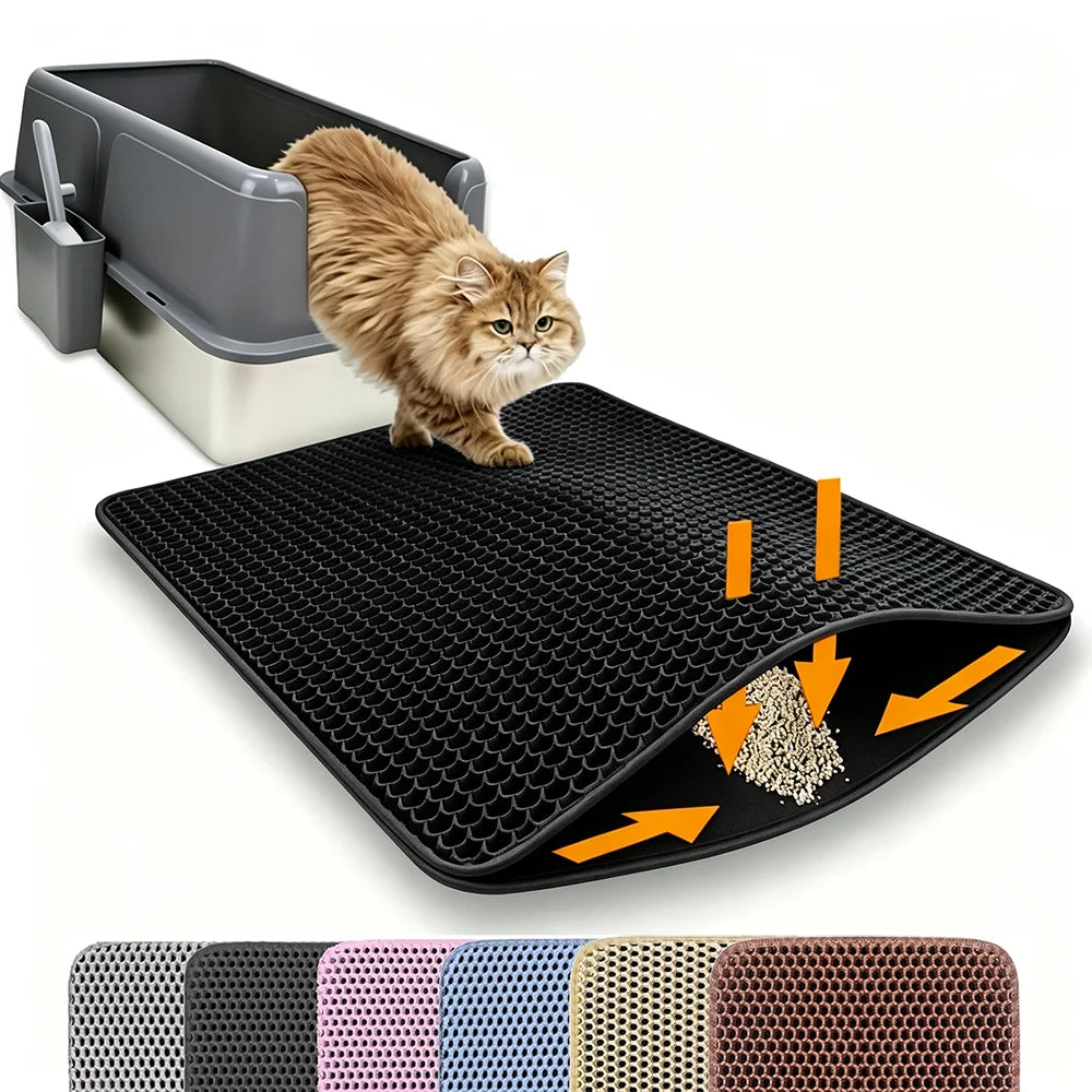 Non-Slip Cat Litter Mat (Double Layer, Washable)