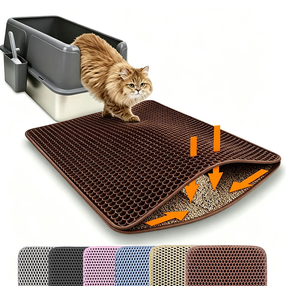Non-Slip Cat Litter Mat (Double Layer, Washable)
