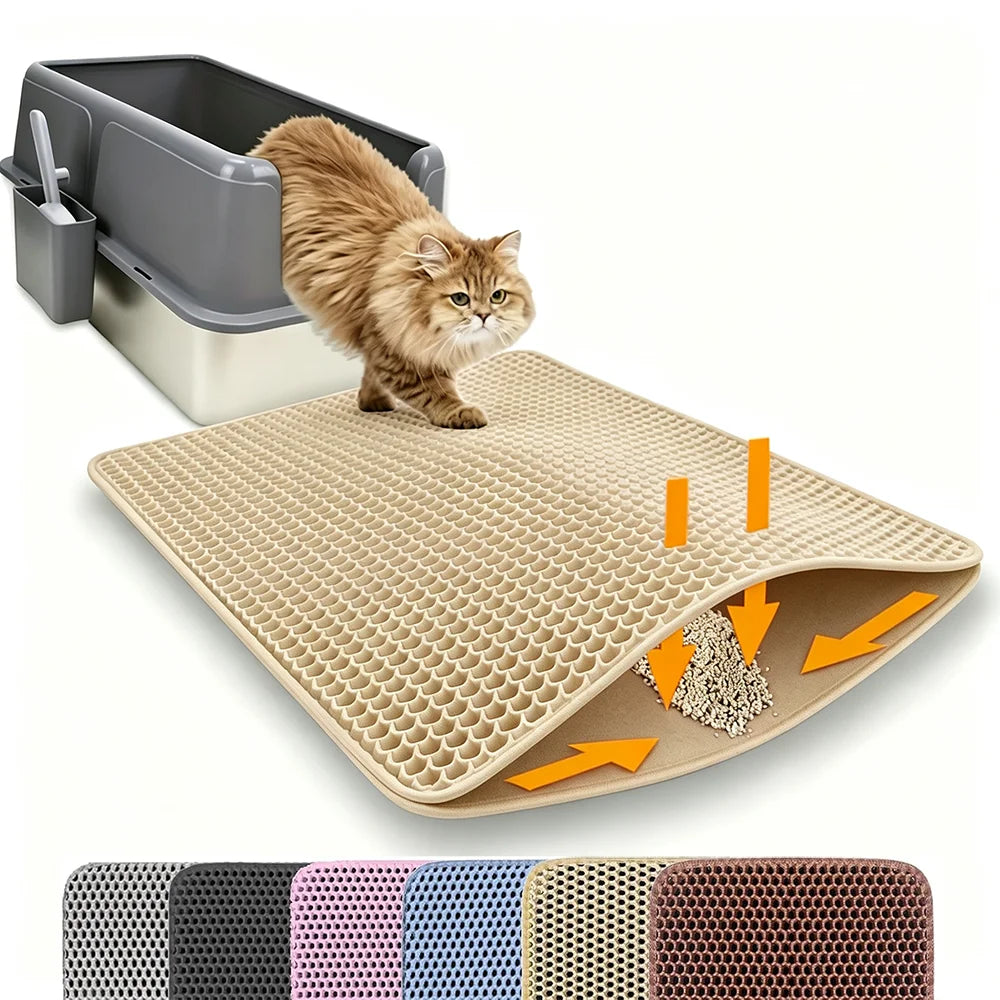 Non-Slip Cat Litter Mat (Double Layer, Washable)