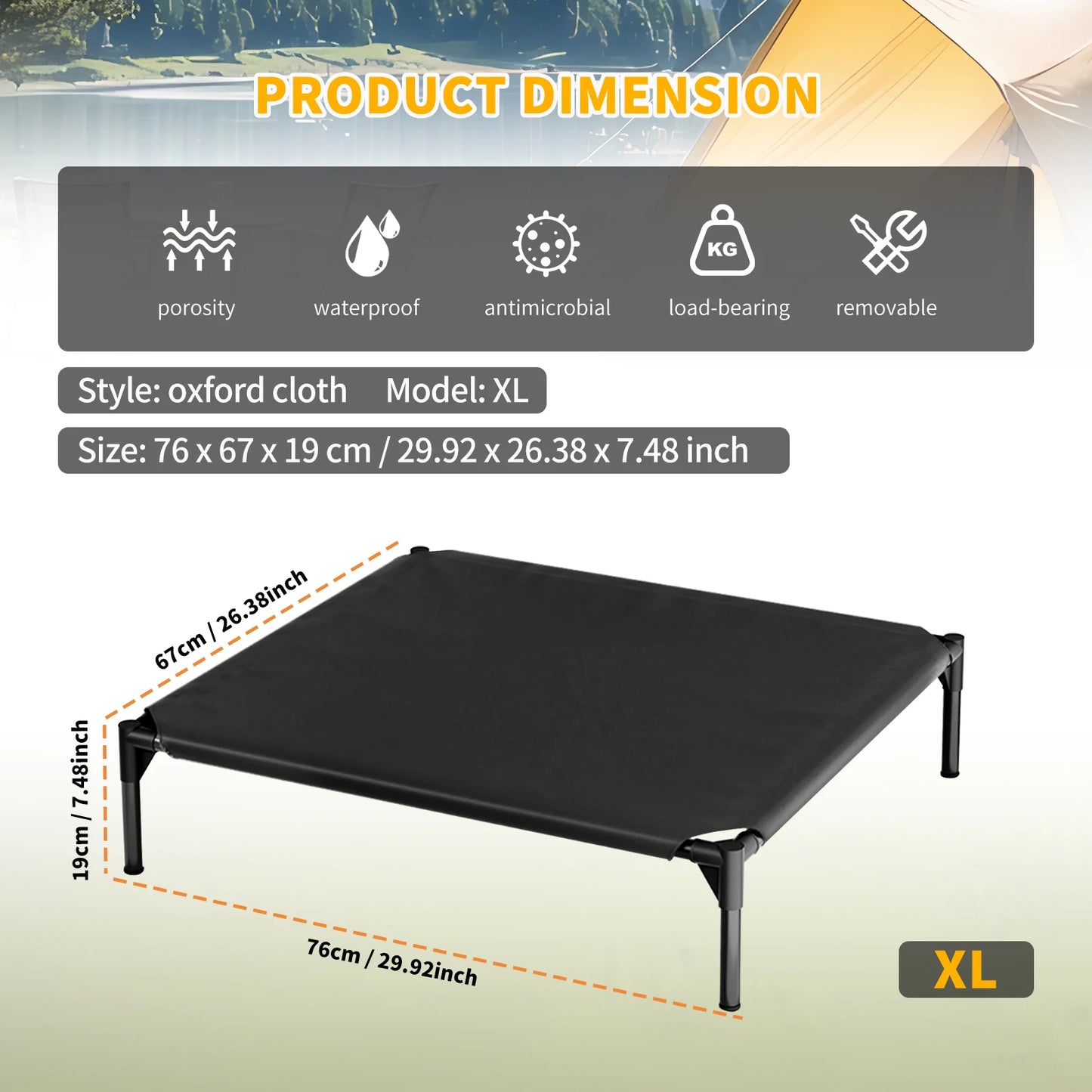 Waterproof Elevated Dog Cot Bed Cooling Raised Pet Bed Breathable Oxford Fabric Indoor Outdoor Use For All Dog Sizes