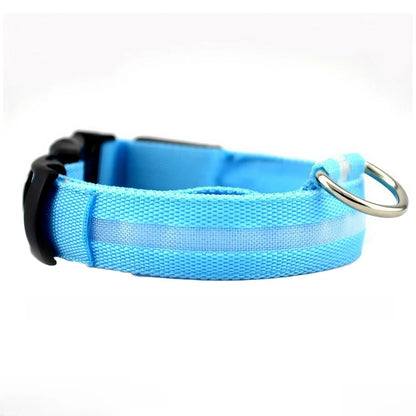 Nylon Reflective LED Dog Collar Light Up Pet Collar Night Walking Camping Safety Adjustable Durable Pet Supplies