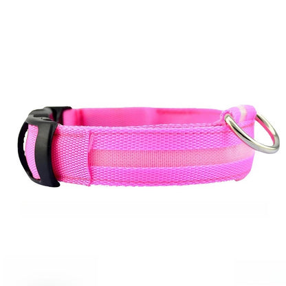 Nylon Reflective LED Dog Collar Light Up Pet Collar Night Walking Camping Safety Adjustable Durable Pet Supplies