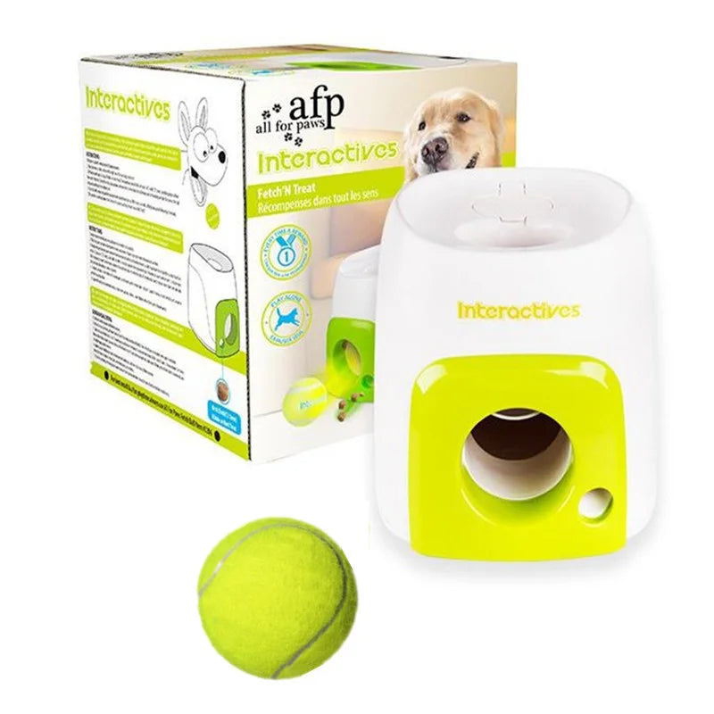 Smart Automatic Dog Ball Launcher with Food Reward - Interactive Tennis Ball Thrower Machine for Dogs Chase Training Toy Pet Exe