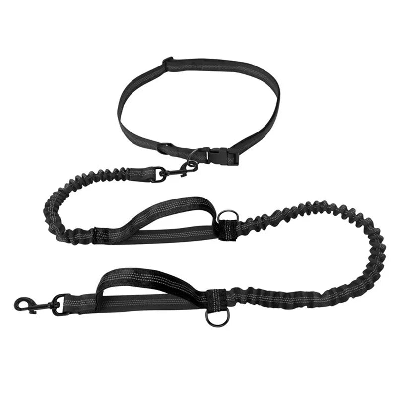Reflective Elastic Running Dog Leash — Hands-Free Retractable with Bungee