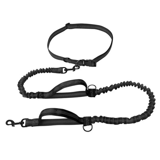 Reflective Elastic Running Dog Leash — Hands-Free Retractable with Bungee